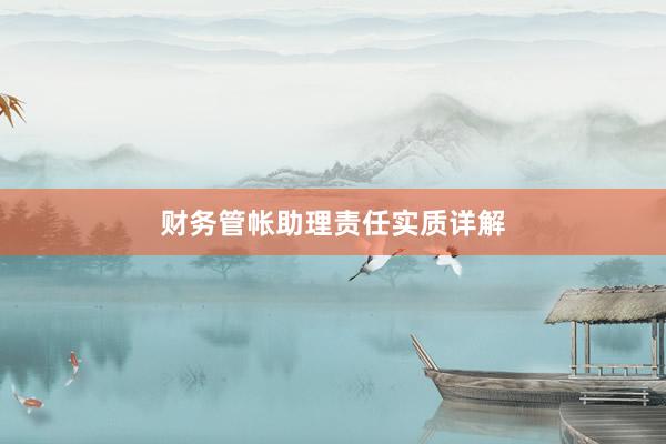 财务管帐助理责任实质详解